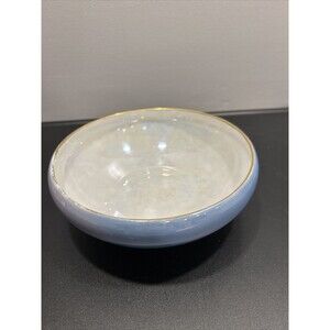 Iridescent Opalescent Aqua Blue Bowl Made in Japan Gold Rim R Allen